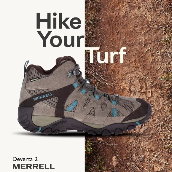 Merrell Shoes - Merrell Deverta 2 Gray and Brown Waterproof Hiking Shoes Women Size 10 M Size 8
